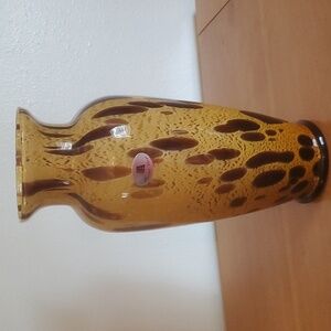 Vintage Maestri Vetrai Murano Brown Speckled Large  Mid-Century Modern Vase